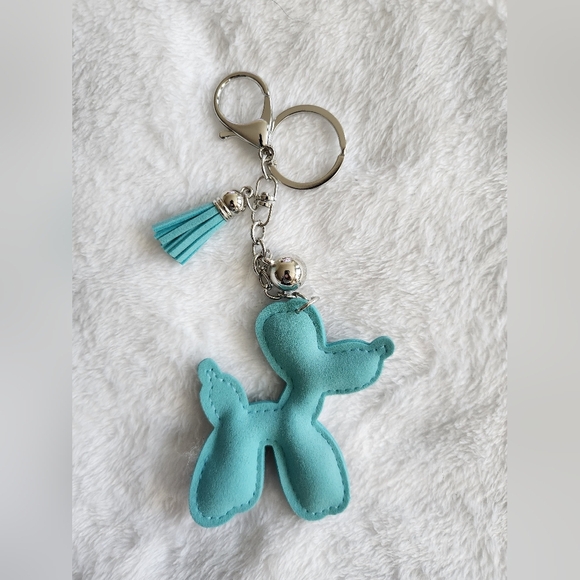 Blue Rhinestone Balloon Dog Keychain - Picture 3 of 3